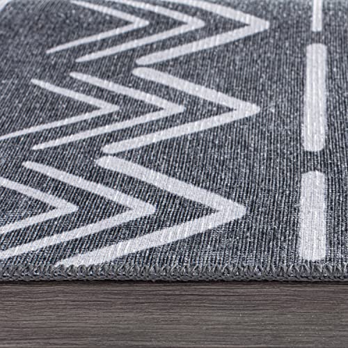 Rugshop Contemporary Geometric Bohemian Stain Resistant Flat Weave Eco Friendly Premium Recycled Machine Washable Area Rug 7'7"x9'6" Dark Gray