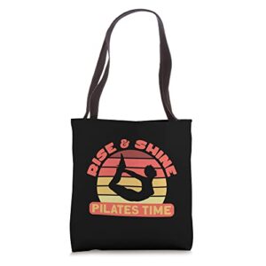 rise and shine pilates time spiritual workout yoga tote bag