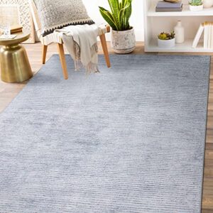 rugshop contemporary distressed stripe stain resistant flat weave eco friendly premium recycled machine washable area rug 3’3″x5′ gray