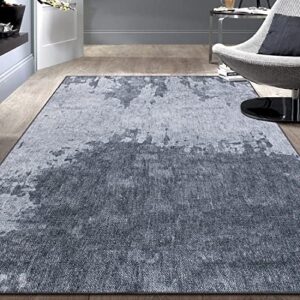 rugshop distressed abstract stain resistant flat weave eco friendly premium recycled machine washable area rug 3’3″x5′ gray