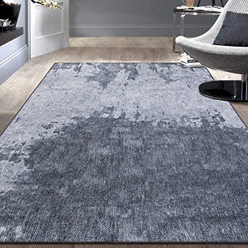 Rugshop Distressed Abstract Stain Resistant Flat Weave Eco Friendly Premium Recycled Machine Washable Area Rug 3'3"x5' Gray