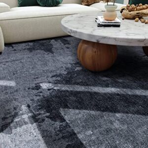 Rugshop Distressed Abstract Stain Resistant Flat Weave Eco Friendly Premium Recycled Machine Washable Area Rug 3'3"x5' Gray