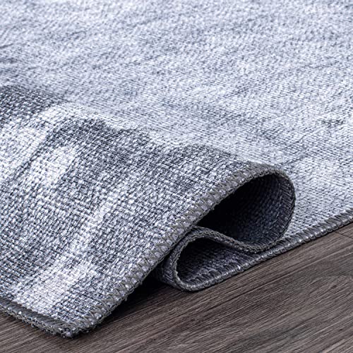 Rugshop Distressed Abstract Stain Resistant Flat Weave Eco Friendly Premium Recycled Machine Washable Area Rug 3'3"x5' Gray