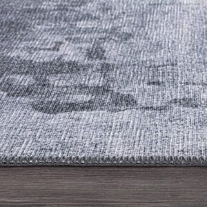 Rugshop Distressed Abstract Stain Resistant Flat Weave Eco Friendly Premium Recycled Machine Washable Area Rug 3'3"x5' Gray