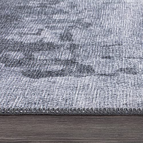 Rugshop Distressed Abstract Stain Resistant Flat Weave Eco Friendly Premium Recycled Machine Washable Area Rug 3'3"x5' Gray