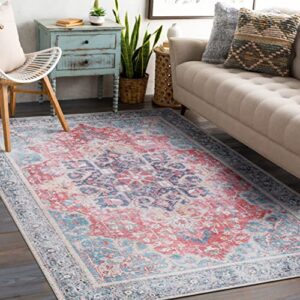 rugshop traditional distressed vintage stain resistant flat weave eco friendly premium recycled machine washable area rug 3’3″x5′ multi