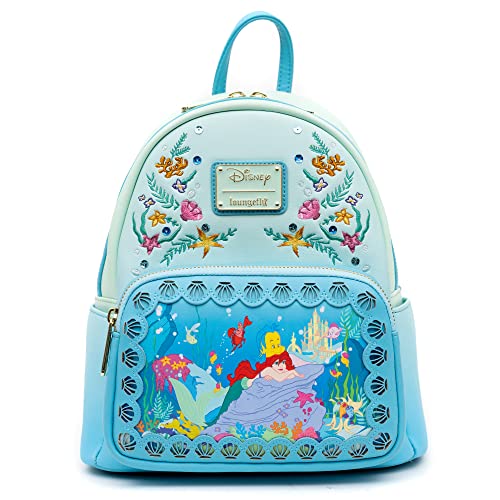 Loungefly Disney The Little Mermaid, Princess Stories Series Ariel Mini Backpack, Flounder Sebastian