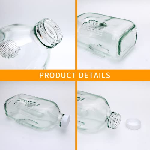Accguan 2 Quart Glass Milk Bottles, 67oz Glass Bottles with Lids,Reusable Glass Bottles Suitable for Milk, Juice, Beverage, Party, Weddings, Shower Supplies and Gifts(4 pcs)