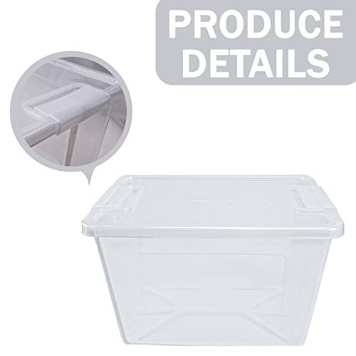 123 Quart Large Plastic Storage Bins Waterproof, Utility Tote Organizing Container Box with Buckle Down Lid, Collapsible Clear Storage Box, for Toys Clothes and Bedding, 1 pack, Transparent