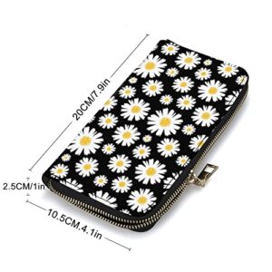 Qwalnely Daisy Wallet for Women, Leather Purse Phone Money Credit Card Holder Daisy Gifts