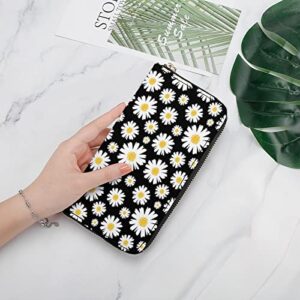 Qwalnely Daisy Wallet for Women, Leather Purse Phone Money Credit Card Holder Daisy Gifts