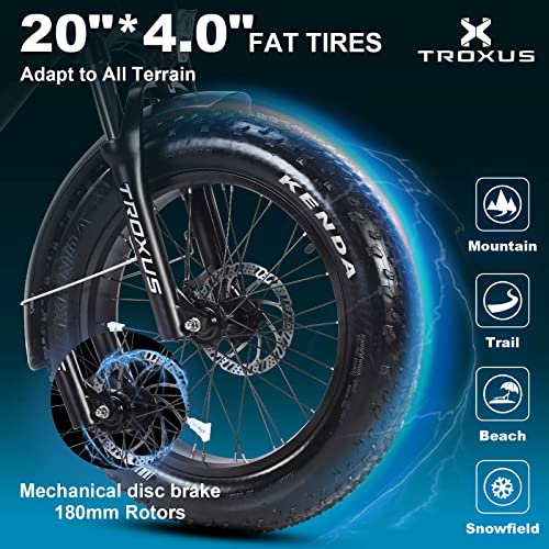 TROXUS Fat Tire Electric Bike for Adults,750W Hub Motor 48V 12.8Ah Battery, 20" x 4'' Fat Tire Ebike for Adult, Step-Thru Electric Bicycle with Shimano 7-Speed