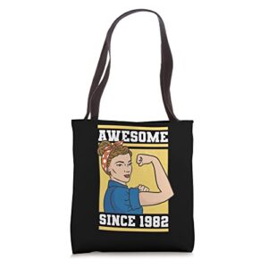 awesome since 1982 tote bag