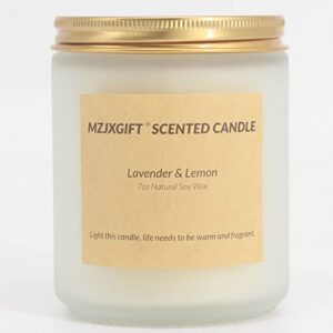 great gifts for him or her, mzjxgift scented candle, 7 oz natural soy wax, single lead-free cotton wick, 48 hours of burn time (lavender & lemon)