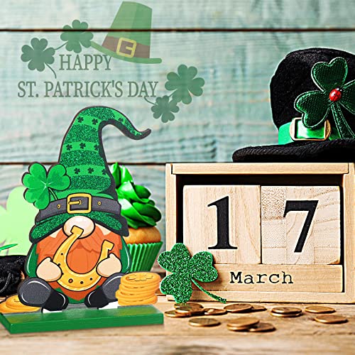 6 Pieces St. Patrick's Day Table Sign Decoration Happy Irish Lucky Table Centerpiece Signs Shamrock Gnome Wood Sign Leprechaun Table Decorations Signs for St Patrick's Day Home Party Decor