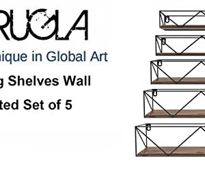 CRUGLA Bathroom Shelves Wall Mounted Set of 5, Hanging Storage Floating Shelf for Bathroom, Kitchen, Bedroom, Living Room Home Decor