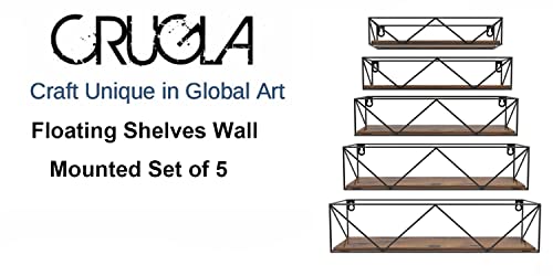 CRUGLA Bathroom Shelves Wall Mounted Set of 5, Hanging Storage Floating Shelf for Bathroom, Kitchen, Bedroom, Living Room Home Decor
