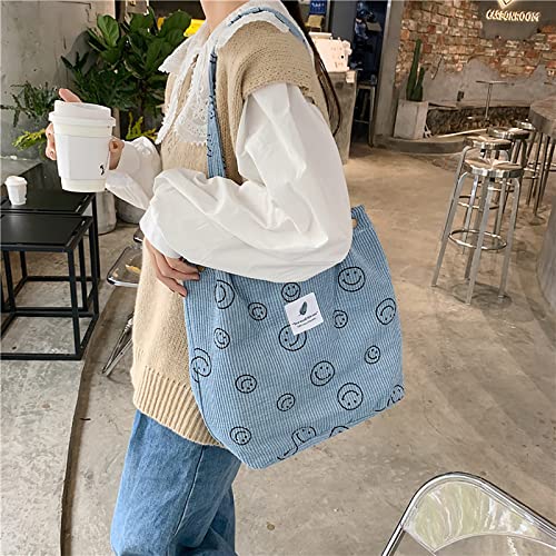 VXZ Corduroy Tote Bag Cute Canvas Bag for School Tote Bag Aesthetic Bag for Teen Girls Women Retro Handbag Bag