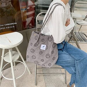 VXZ Corduroy Tote Bag Cute Canvas Bag for School Tote Bag Aesthetic Bag for Teen Girls Women Retro Handbag Bag