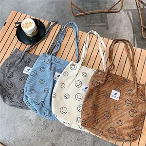 VXZ Corduroy Tote Bag Cute Canvas Bag for School Tote Bag Aesthetic Bag for Teen Girls Women Retro Handbag Bag