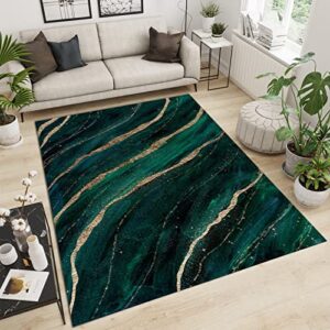 emerald green marble area rugs, modern art area carpet, bathroom rugs non-slip soft feeling easy to clean suitable for living room study bedroom,3×5ft/90*150cm