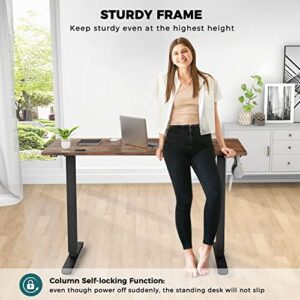 SMUG Standing Desk 55 x 24 in Electric Height Adjustable Home Office Computer Table with Memory Controller/Headphone Hook, Rustic Brown, 55" x 24"