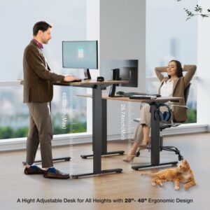 SMUG Standing Desk 55 x 24 in Electric Height Adjustable Home Office Computer Table with Memory Controller/Headphone Hook, Rustic Brown, 55" x 24"