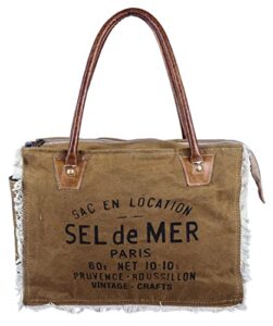 vintage crafts bags sel de mer upcycled canvas hand bag upcycled canvas & cowhide tote bag radiant leather bag