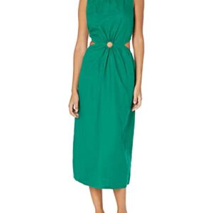 The Drop Women's Sade Linen Cut Out Midi, Ultramarine Green, S