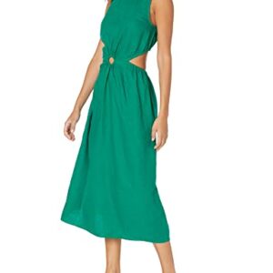 The Drop Women's Sade Linen Cut Out Midi, Ultramarine Green, S