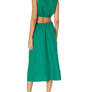 The Drop Women's Sade Linen Cut Out Midi, Ultramarine Green, S