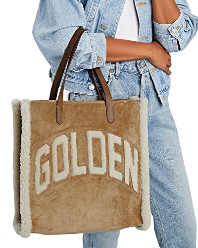 Golden Goose California Bag N-S "Golden" Merino And Suede Body Leather Handles Inlaid Womens Bag