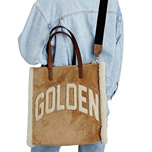 Golden Goose California Bag N-S "Golden" Merino And Suede Body Leather Handles Inlaid Womens Bag