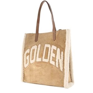 Golden Goose California Bag N-S "Golden" Merino And Suede Body Leather Handles Inlaid Womens Bag