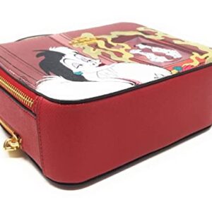 COACH Women's Box Crossbody (Crossgrain Leather - Cruella Motif - Red Apple Multi)