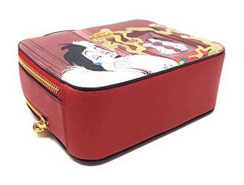 COACH Women's Box Crossbody (Crossgrain Leather - Cruella Motif - Red Apple Multi)