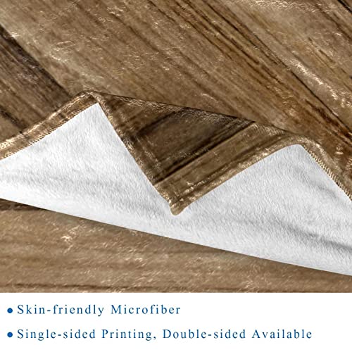 Fleece Throw Blanket,Super Soft Luxurious Bedding Blanket Plank Wood Style Pattern