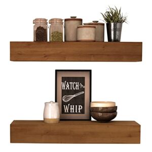 wall floating shelves – rustic wooden wall shelf for kitchen bathroom – handmade farmhouse shelves (special walnut, 24 inch – 2 pack)