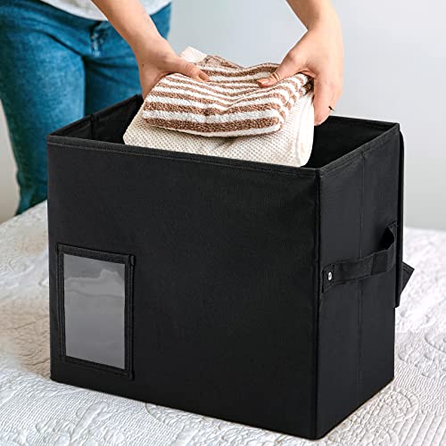 ZOOS Storage Bins with Lids and Handles, 2 Pack Large Collapsible Storage Bins for Clothes, Fabric Storage Boxes Organizer Containers with Cover for Home Bedroom Closet Office, 15.4x8.1x12.2in