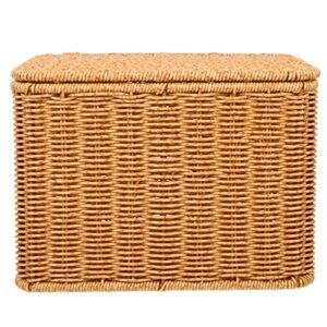 ounona rattan storage basket with lid woven shelf baskets plastic handwoven wicker basket organizer boxes home decor for makeup clothes home items shelves organizing