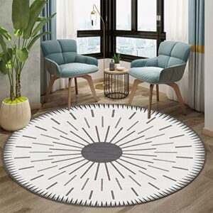 beige grey sun pattern minimalist round area rug for living room bedroom playroom washable soft wool plush throw carpet under dining coffee table indoor no-slip floor runners 4ft