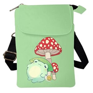 uourmeti mushroom frog little girls crossbody purse ages 7-10 10-12 12-14 kids small messenger bags for boys women crossbody purses cute cellphone bags card holder wallet