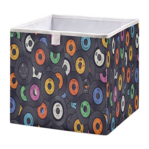 Kigai Vinyl Records Storage Baskets, 16x11x7 in Collapsible Fabric Storage Bins Organizer Rectangular Storage Box for Shelves, Closets, Laundry, Nursery, Home Decor