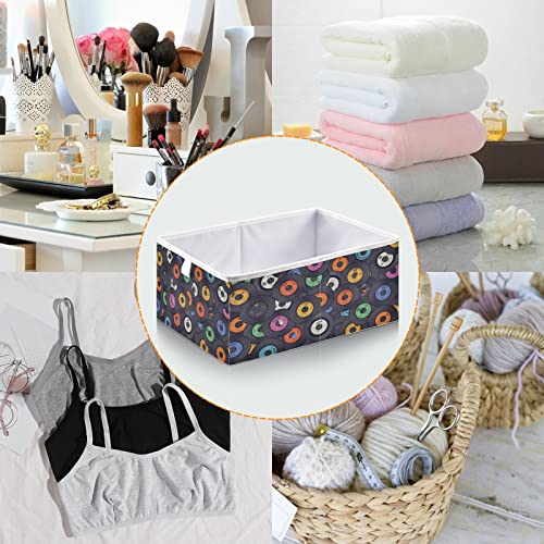 Kigai Vinyl Records Storage Baskets, 16x11x7 in Collapsible Fabric Storage Bins Organizer Rectangular Storage Box for Shelves, Closets, Laundry, Nursery, Home Decor