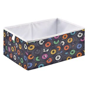 Kigai Vinyl Records Storage Baskets, 16x11x7 in Collapsible Fabric Storage Bins Organizer Rectangular Storage Box for Shelves, Closets, Laundry, Nursery, Home Decor