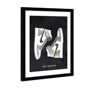 Wynwood Studio Fashion and Glam Modern Basketball Retro Shoes Canvas Wall Art Classic Sneakers II Living Room Bedroom and Bathroom Home Decor 13x19 Black and White