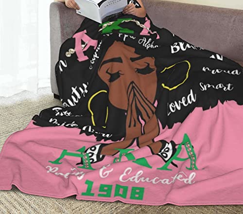 Super Soft Women's Blanket, Pink Sorority Gift for Women Plush Blanket for Sofa, Bedroom, Couch, Living Room, 50" x 60" inches.