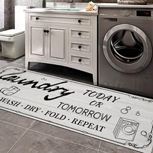 tpapfrly farmhouse laundry room rug 20″x59″ waterproof laundry mat for laundry room non-slip entrance rug area rug for bathroom, mudroom, kitchen, washroom, light