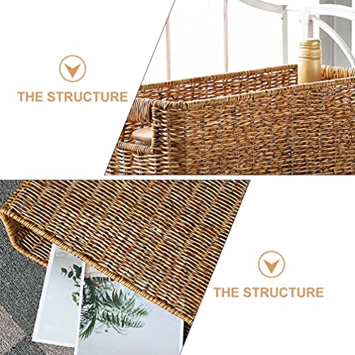 Ipetboom Magazine Wicker Basket Magazine Wicker Basket Woven Magazine Basket, 1 Pc Woven Magazine Rack Woven Storage Basket Woven Book Basket Magazine Wicker Basket Rattan Magazine Holder Desk Topper