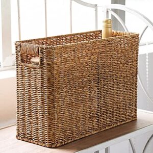 Ipetboom Magazine Wicker Basket Magazine Wicker Basket Woven Magazine Basket, 1 Pc Woven Magazine Rack Woven Storage Basket Woven Book Basket Magazine Wicker Basket Rattan Magazine Holder Desk Topper